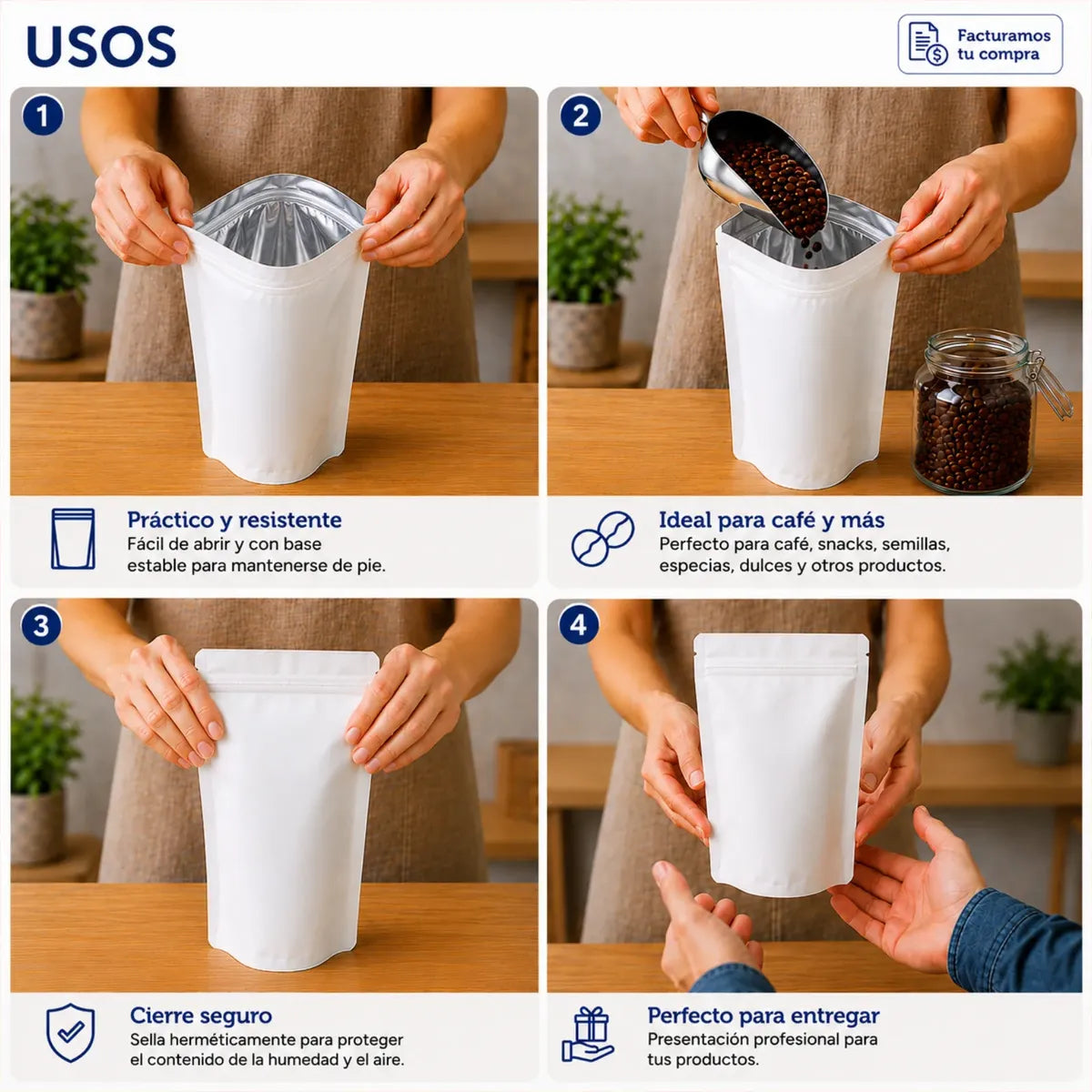 Bolsa Stand Up Pouch Laminada Cierre Blanco Mate 150g (12x20cm)