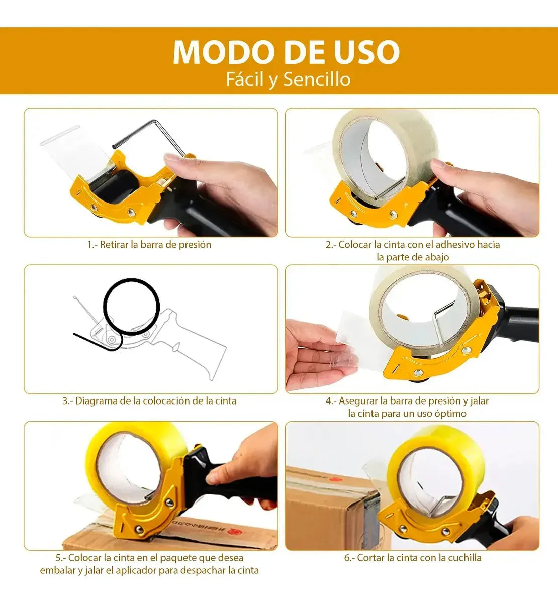 Despachador de Cinta Aplicador Con Mango Ergonómico